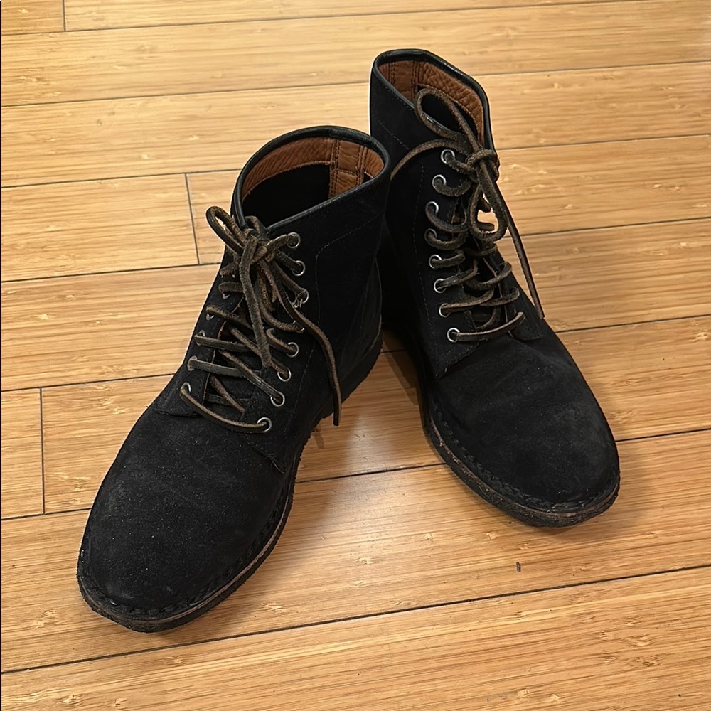 Black Lace-Up Ankle Boots with Suede Finish